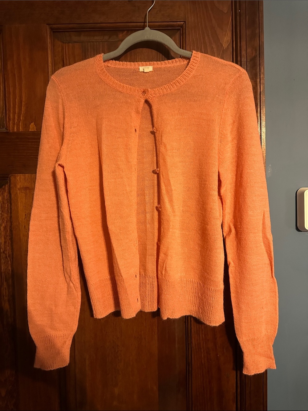 J. Crew Women’s Coral Button-Front Crewneck Cardigan Sweater
